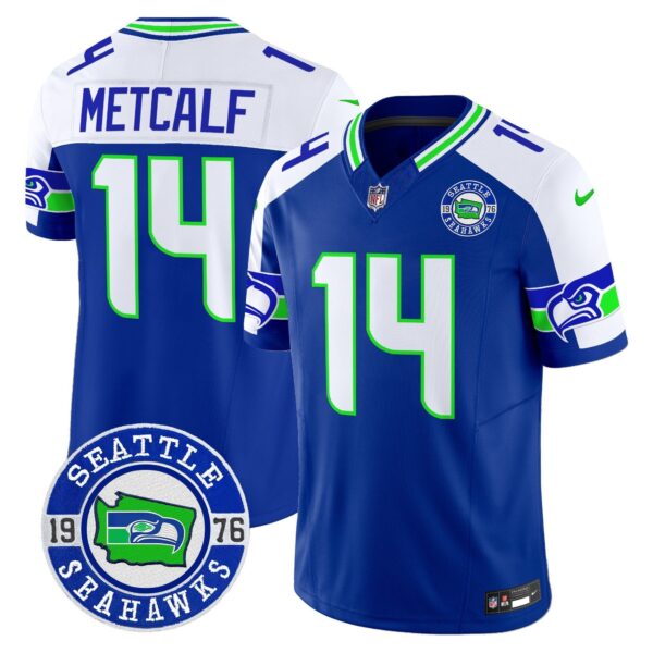 Seahawks 2024 Seattle Est. 1976 Patch Vapor Limited Jersey – All Stitched – Royal Alternate – Dk Metcalf Jersey