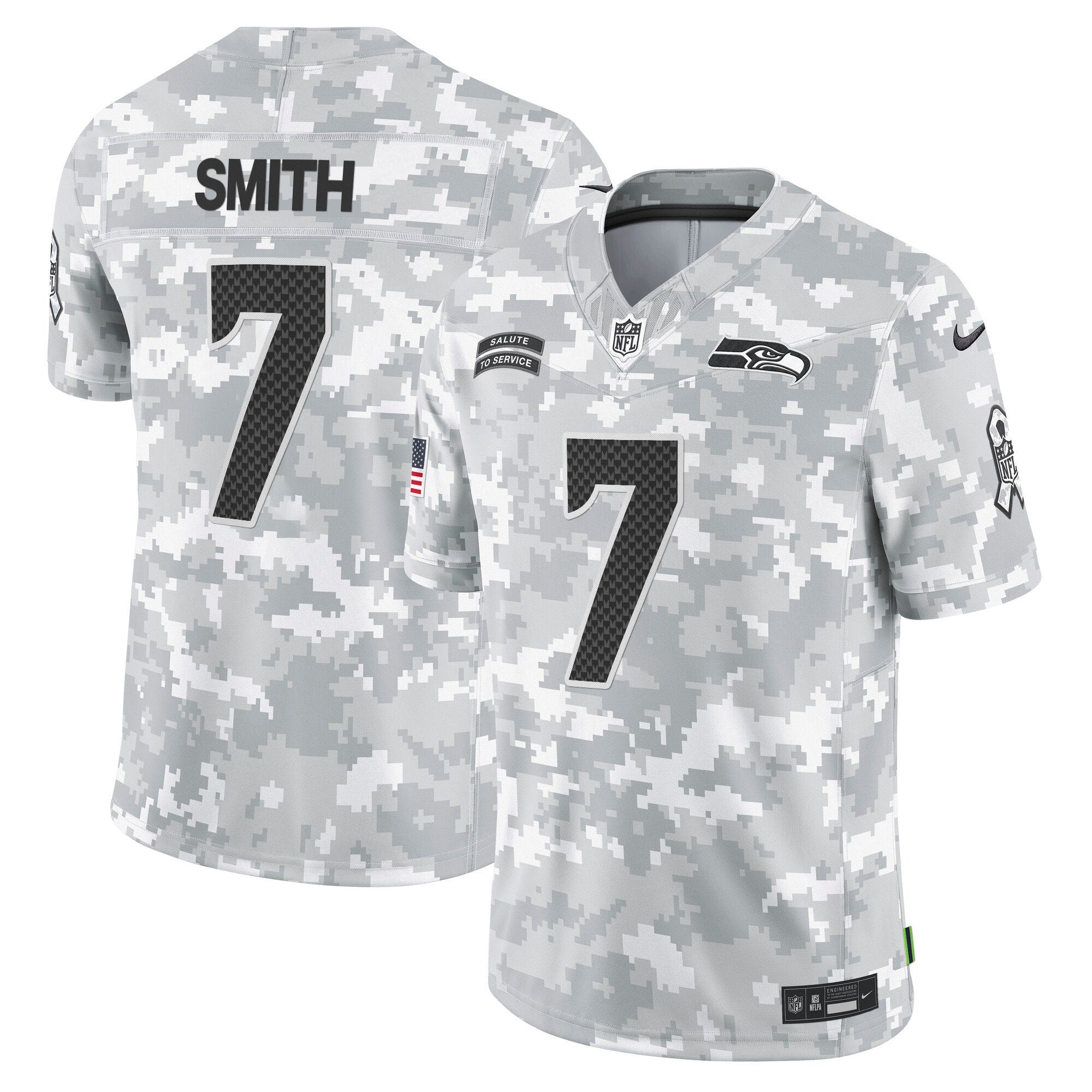 Seahawks 2024 Salute to Service Vapor Limited Jersey – Arctic Camo – All Stitched – Geno Smith Jersey