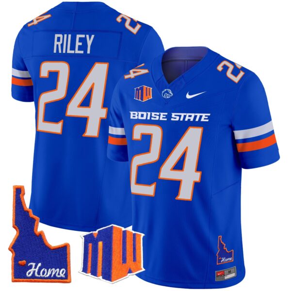 Boise State Broncos 2024 Home Patch Vapor Limited Jersey – All Stitched – Royal – Dylan Riley Jersey