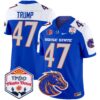 Boise State Broncos 2024 The Fiesta Bowl Patch Vapor Limited Jersey – All Stitched – Royal Alternate – Donald Trump Jersey