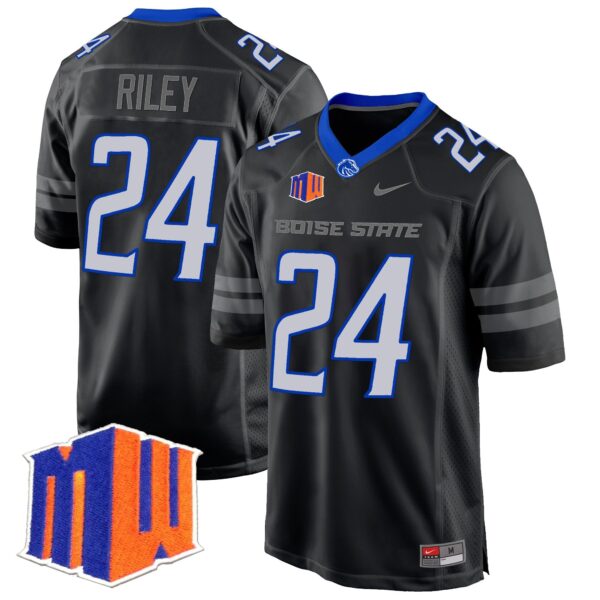Boise State Broncos 2024 Game Jersey – All Stitched – Black – Dylan Riley Jersey