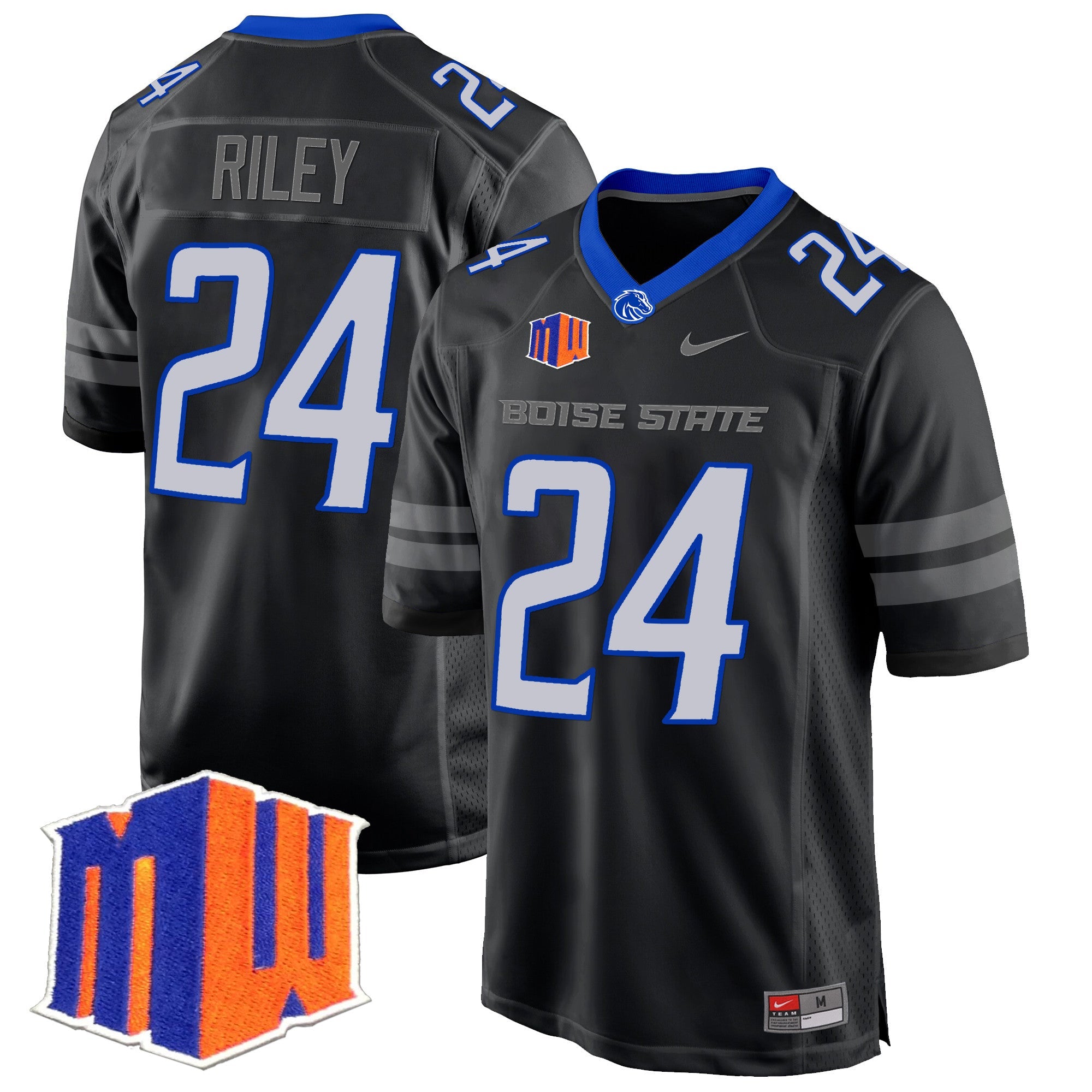 Boise State Broncos 2024 Game Jersey – All Stitched – Black – Dylan Riley Jersey