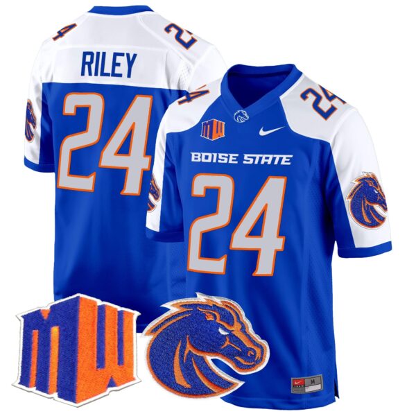 Boise State Broncos 2024 Game Jersey – All Stitched – Royal Alternate – Dylan Riley Jersey