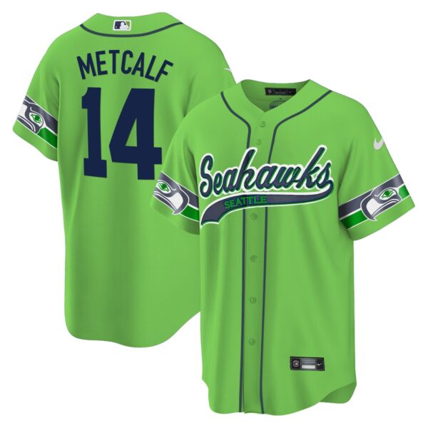 Seahawks Throwback & Gold Cool Base Jersey V2 – All Stitched – Green – DK Metcalf Jersey