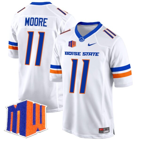 Boise State Broncos 2024 Game Jersey – All Stitched – White – Kellen Moore Jersey