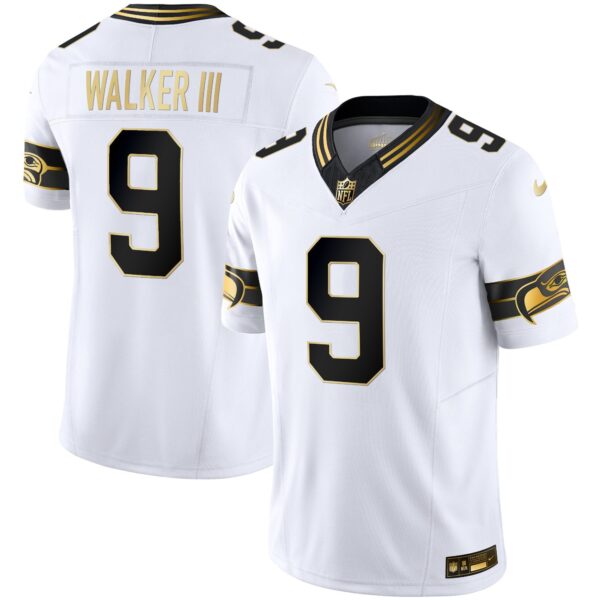 Seahawks Throwback & Gold Vapor Limited Jersey – All Stitched – White Gold – Walker III Jersey