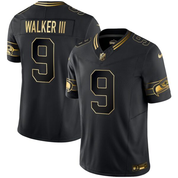 Seahawks Throwback & Gold Vapor Limited Jersey – All Stitched – Black Gold – Walker III Jersey