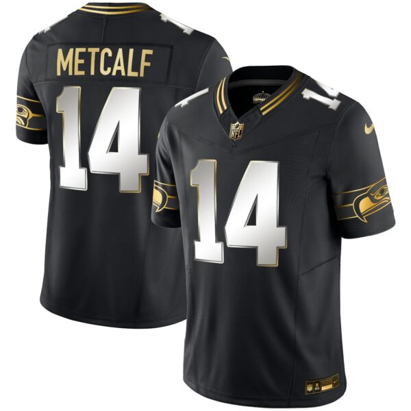 Seahawks Throwback & Gold Vapor Limited Jersey – All Stitched – Black Limited – DK Metcalf Jersey