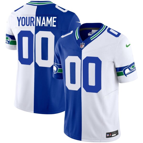 Seahawks Throwback & Gold Vapor Limited Custom Jersey – All Stitched – Split Jersey