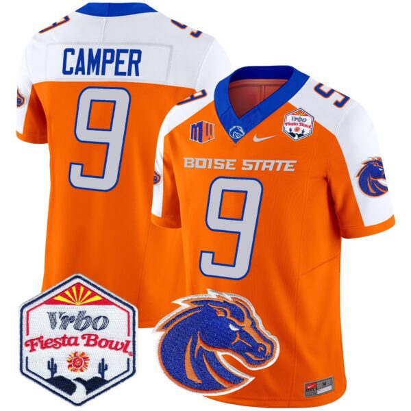 Boise State Broncos 2024 The Fiesta Bowl Patch Vapor Limited Jersey – All Stitched – Orange Alternate – Cameron Camper Jersey