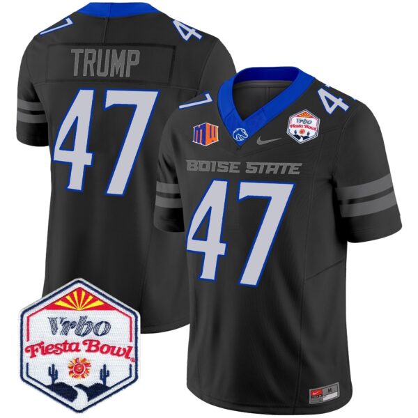 Boise State Broncos 2024 The Fiesta Bowl Patch Vapor Limited Jersey – All Stitched – Black – Donald Trump Jersey