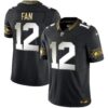 Seahawks Throwback & Gold Vapor Limited Jersey – All Stitched – Black Limited – 12th Fan Jersey