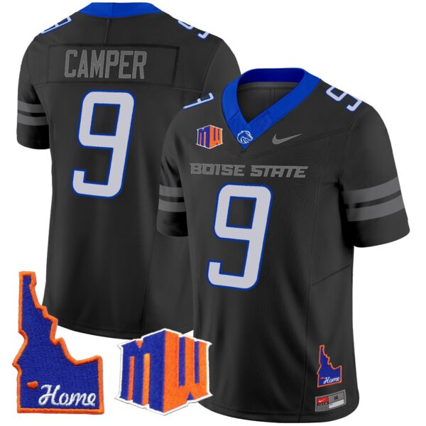 Boise State Broncos 2024 Home Patch Vapor Limited Jersey – All Stitched – Black – Cameron Camper Jersey