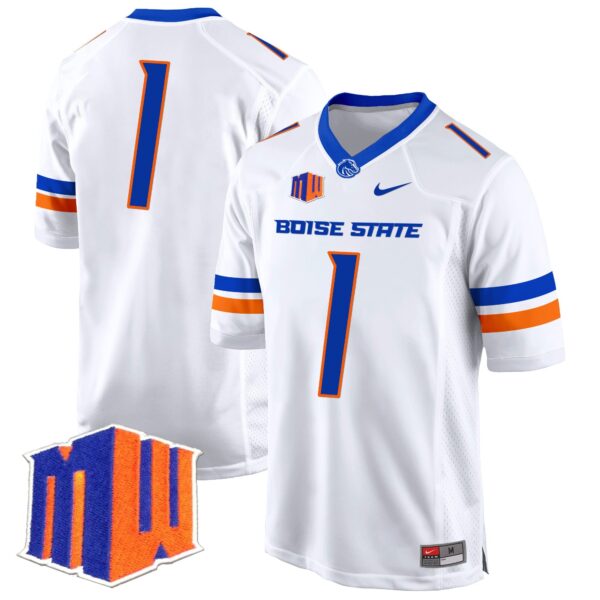 Boise State Broncos 2024 Game Jersey – All Stitched – White – #1 Team Jersey