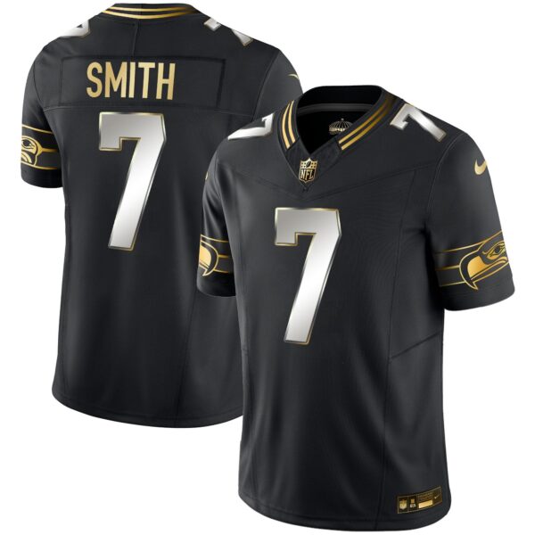 Seahawks Throwback & Gold Vapor Limited Jersey – All Stitched – Black Limited – Geno Smith Jersey