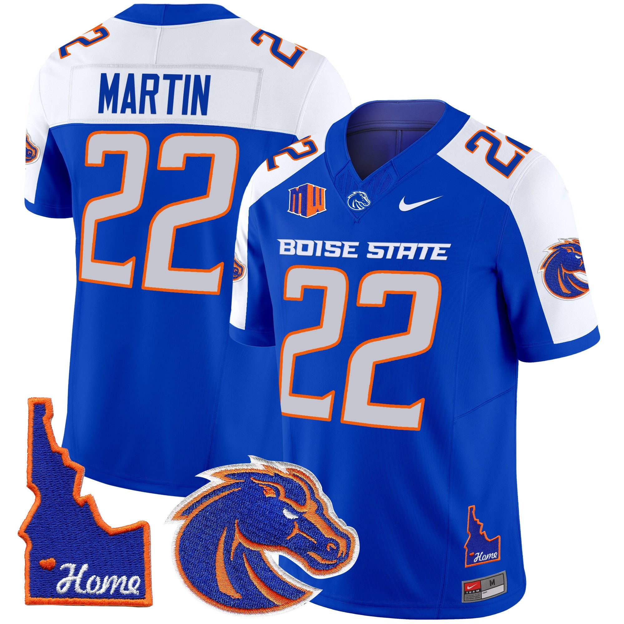 Boise State Broncos 2024 Home Patch Vapor Limited Jersey – All Stitched – Royal Alternate – Doug Martin Jersey