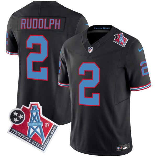 Titans 1997 Throwback Limited Vapor Jersey V2 – All Stitched – Black – Mason Rudolph Jersey