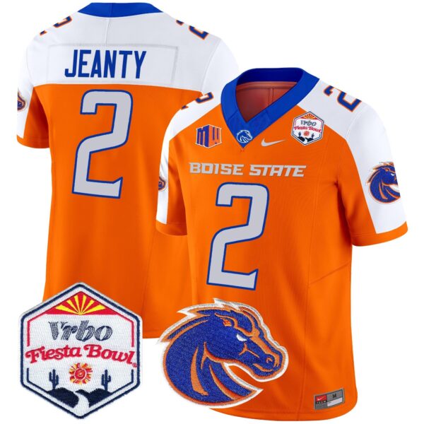 Boise State Broncos 2024 The Fiesta Bowl Patch Vapor Limited Jersey – All Stitched – Orange Alternate – Ashton Jeanty Jersey