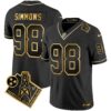 Titans 1997 Throwback Gold Vapor Jersey – All Stitched – Black Gold – Jeffery Simmons Jersey