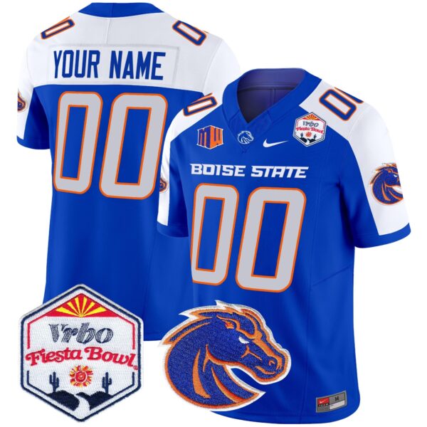Boise State Broncos 2024 The Fiesta Bowl Patch Vapor Limited Custom Jersey – All Stitched – Royal Alternate Jersey