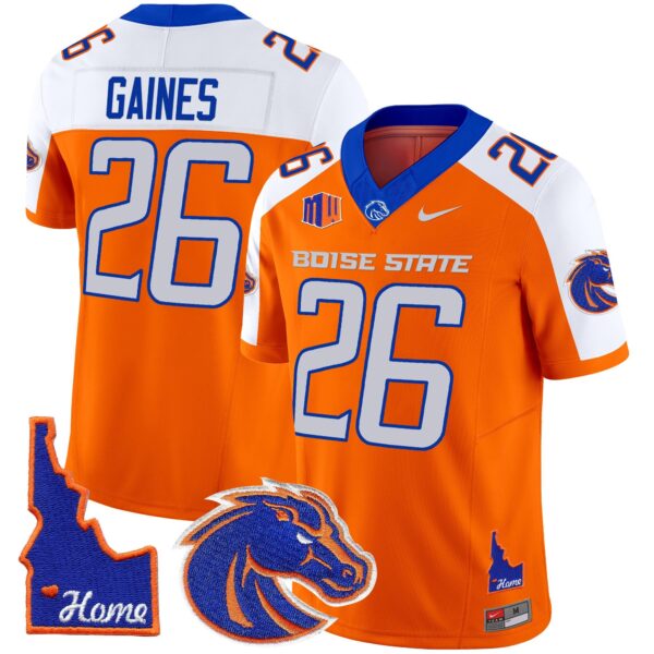Boise State Broncos 2024 Home Patch Vapor Limited Jersey – All Stitched – Orange Alternate – Sire Gaines Jersey