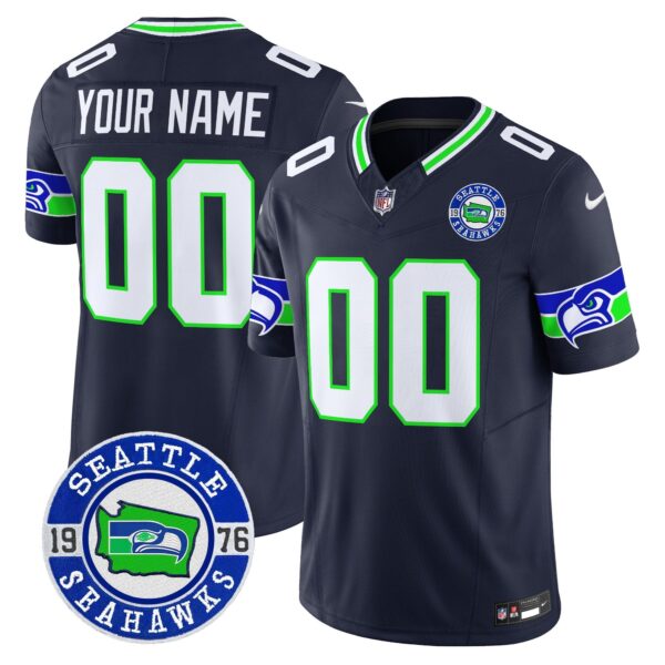 Seahawks 2024 Seattle Est. 1976 Patch Vapor Limited Custom Jersey – All Stitched – Navy Jersey