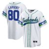 Seahawks Throwback & Gold Cool Base Jersey V2 – All Stitched – White – Steve Largent Jersey