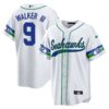 Seahawks Throwback & Gold Cool Base Jersey V2 – All Stitched – White – Walker III Jersey