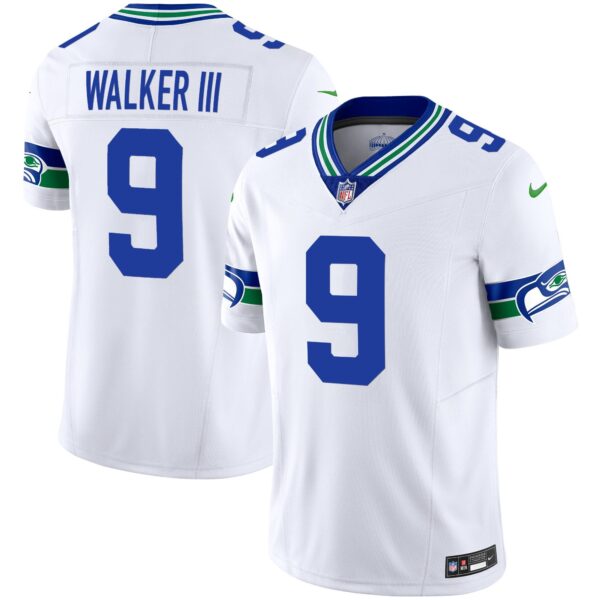 Seahawks Throwback & Gold Vapor Limited Jersey – All Stitched – White – Walker III Jersey
