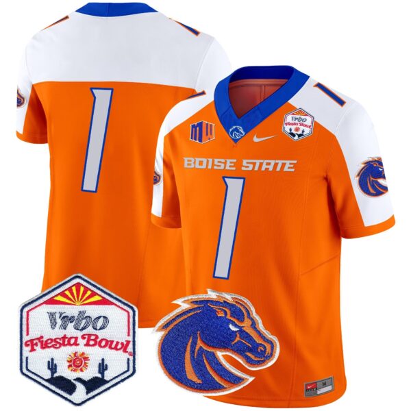 Boise State Broncos 2024 The Fiesta Bowl Patch Vapor Limited Jersey – All Stitched – Orange Alternate – #1 Team Jersey