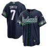 Seahawks Throwback & Gold Cool Base Jersey V2 – All Stitched – Navy – Geno Smith Jersey