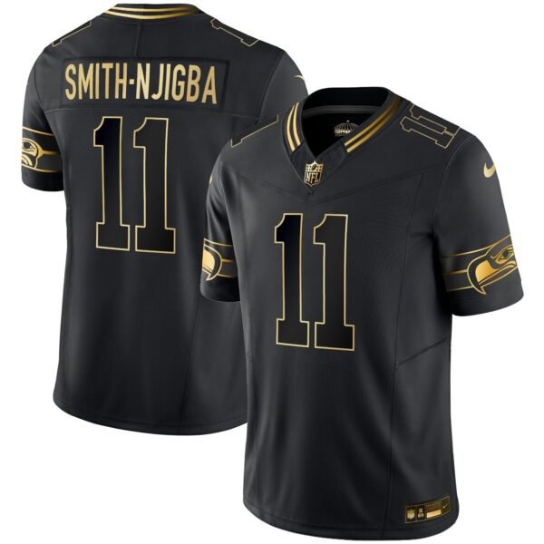 Seahawks Throwback & Gold Vapor Limited Jersey – All Stitched – Black Gold – Smith-Njigba Jersey