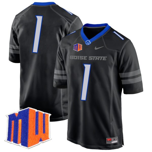 Boise State Broncos 2024 Game Jersey – All Stitched – Black – #1 Team Jersey