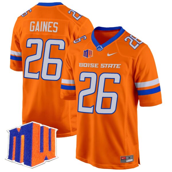 Boise State Broncos 2024 Game Jersey – All Stitched – Orange – Sire Gaines Jersey
