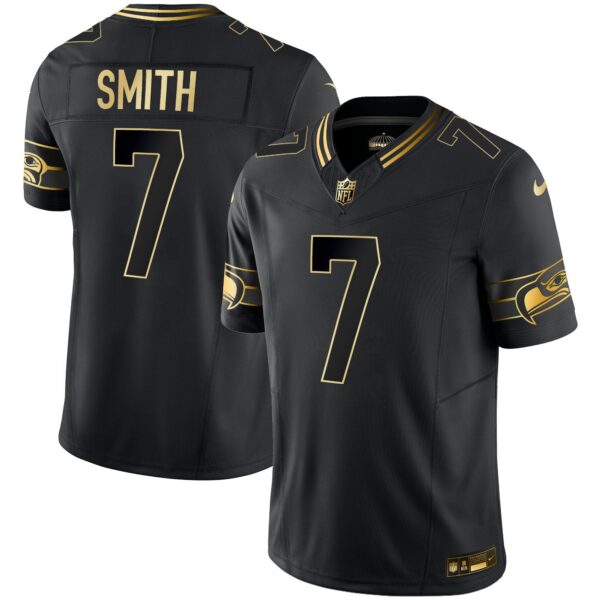 Seahawks Throwback & Gold Vapor Limited Jersey – All Stitched – Black Gold – Geno Smith Jersey