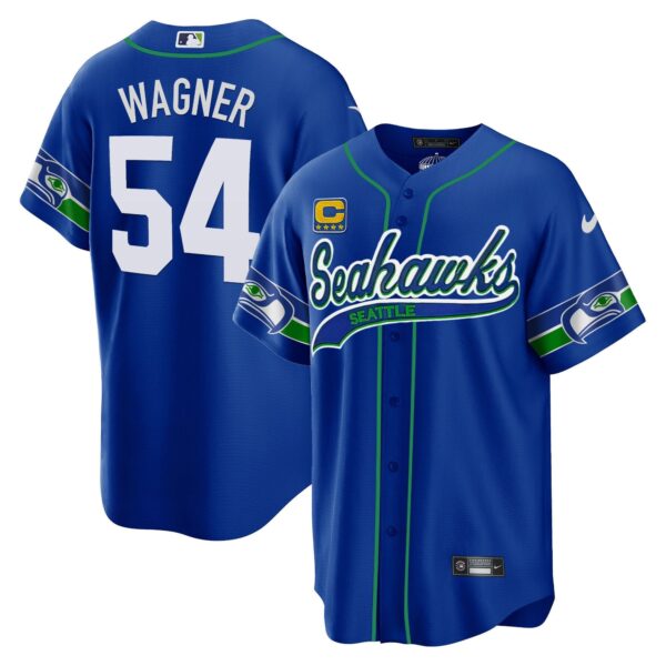 Seahawks Throwback & Gold Cool Base Jersey V2 – All Stitched – Royal – Bobby Wagner Jersey