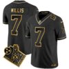 Titans 1997 Throwback Gold Vapor Jersey – All Stitched – Black Gold – Malik Willis Jersey