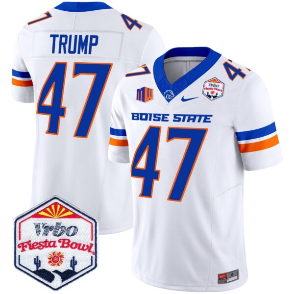Boise State Broncos 2024 The Fiesta Bowl Patch Vapor Limited Jersey – All Stitched – White – Donald Trump Jersey