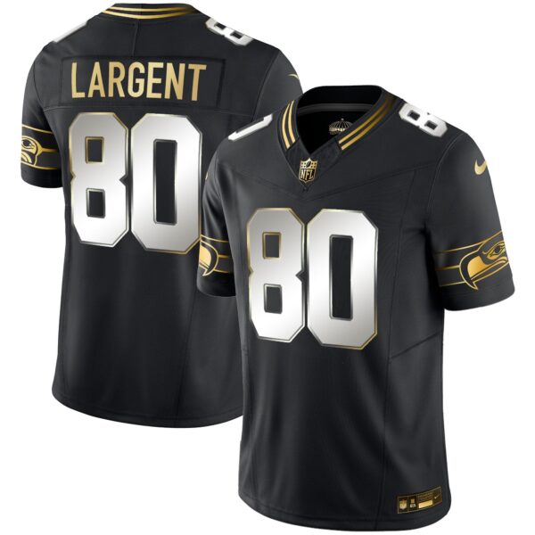 Seahawks Throwback & Gold Vapor Limited Jersey – All Stitched – Black Limited – Steve Largent Jersey
