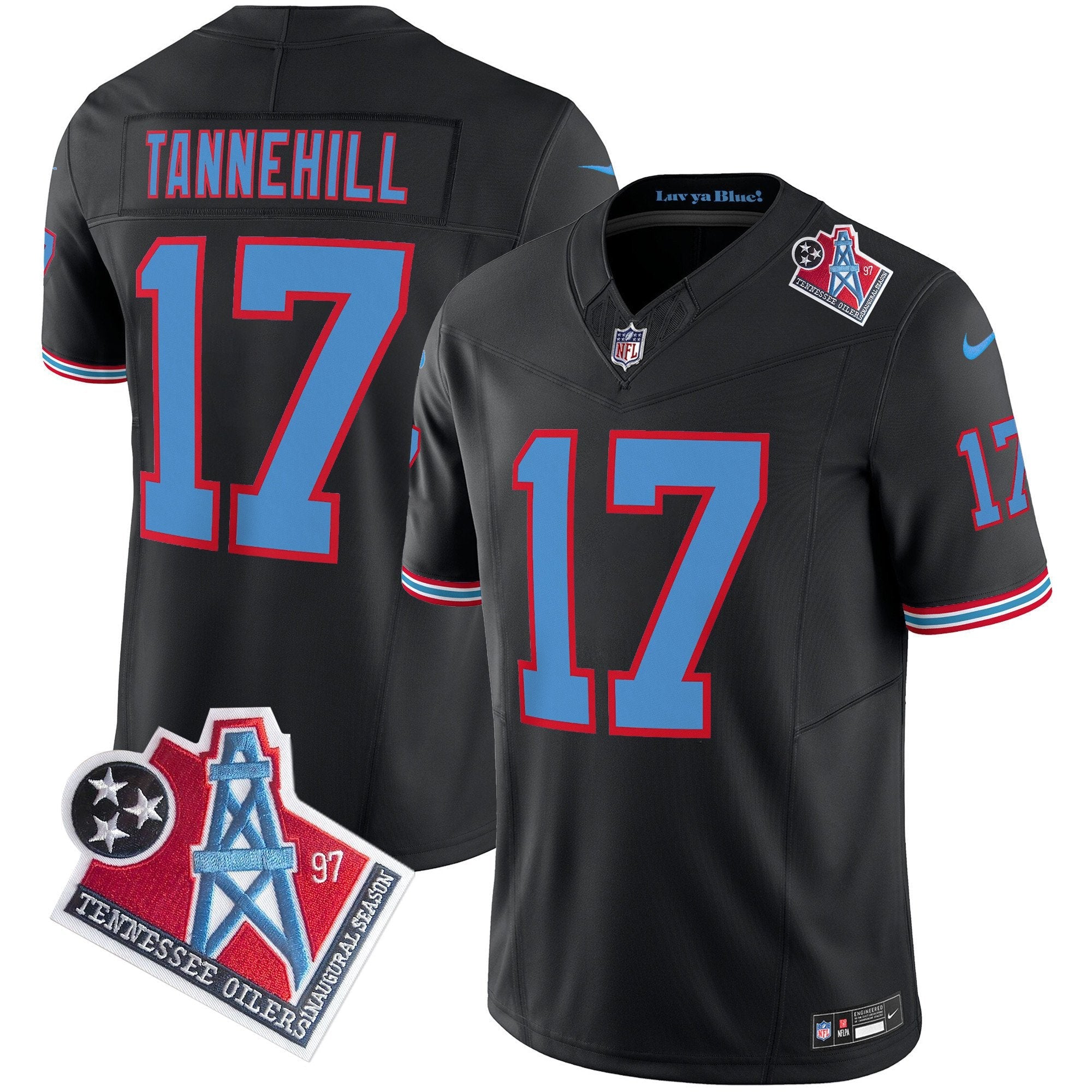 Titans 1997 Throwback Limited Vapor Jersey V2 – All Stitched – Black – Ryan Tannehill Jersey