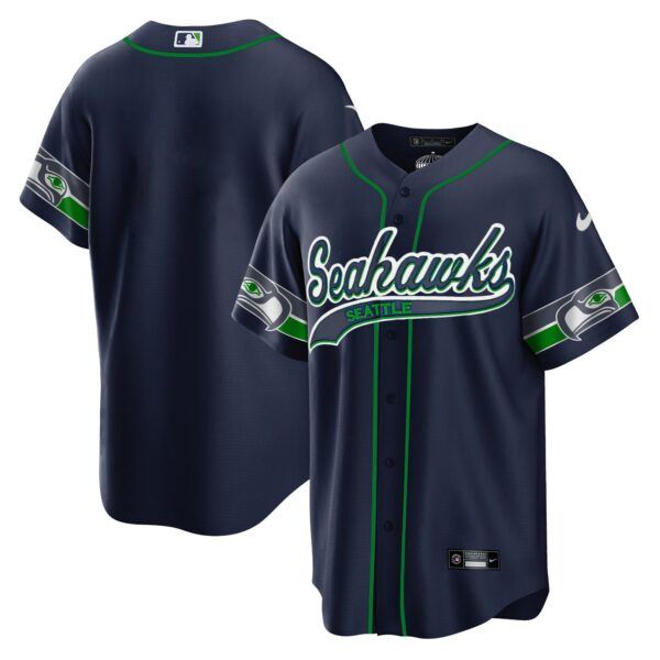 Seahawks Throwback & Gold Cool Base Jersey V2 – All Stitched – Navy – Team Jersey