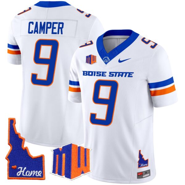 Boise State Broncos 2024 Home Patch Vapor Limited Jersey – All Stitched – White – Cameron Camper Jersey