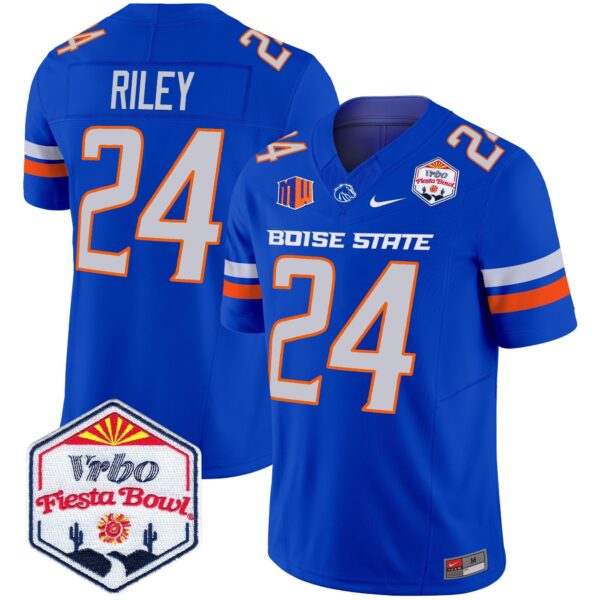 Boise State Broncos 2024 The Fiesta Bowl Patch Vapor Limited Jersey – All Stitched – Royal – Dylan Riley Jersey