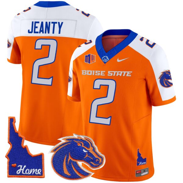 Boise State Broncos 2024 Home Patch Vapor Limited Jersey – All Stitched – Orange Alternate – Ashton Jeanty Jersey