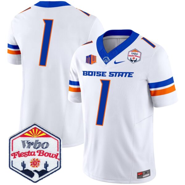 Boise State Broncos 2024 The Fiesta Bowl Patch Vapor Limited Jersey – All Stitched – White – #1 Team Jersey
