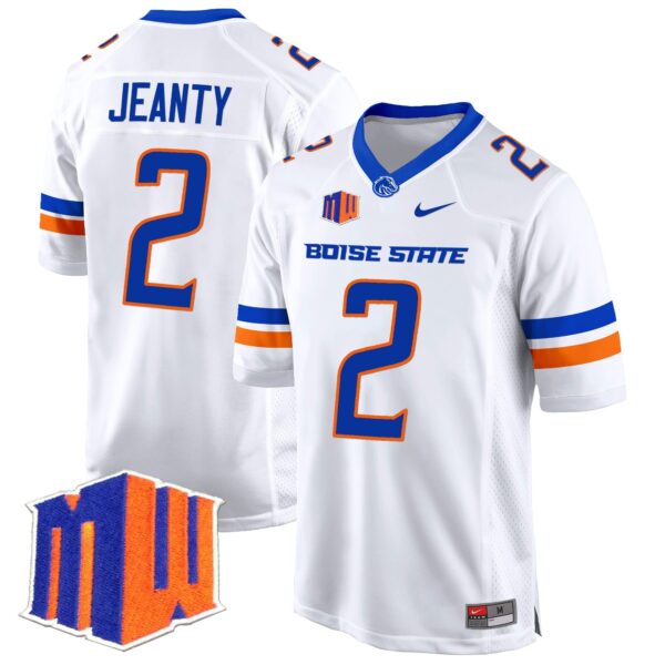 Boise State Broncos 2024 Game Jersey – All Stitched – White – Ashton Jeanty Jersey