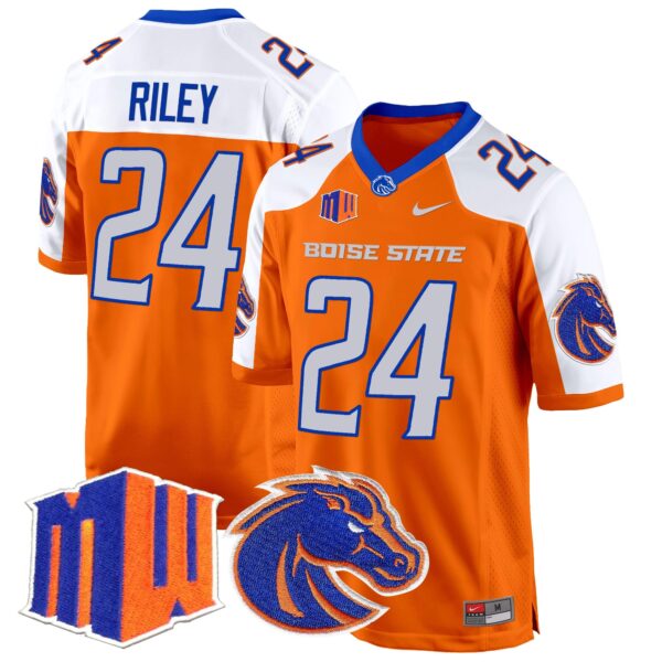Boise State Broncos 2024 Game Jersey – All Stitched – Orange Alternate – Dylan Riley Jersey