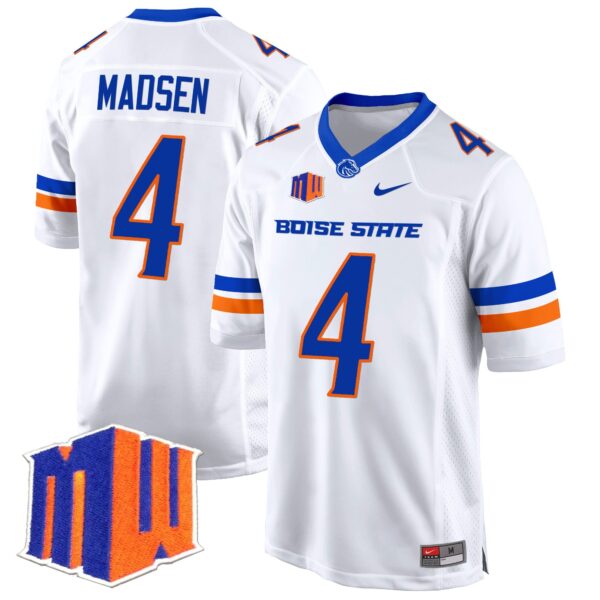 Boise State Broncos 2024 Game Jersey – All Stitched – White – Maddux Madsen Jersey