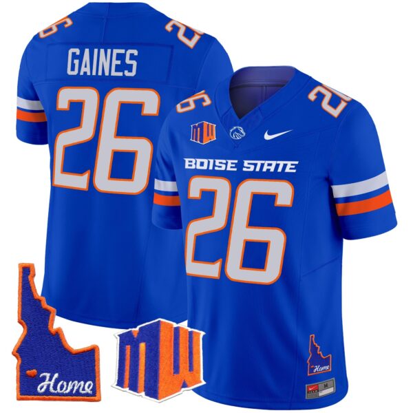 Boise State Broncos 2024 Home Patch Vapor Limited Jersey – All Stitched – Royal – Sire Gaines Jersey