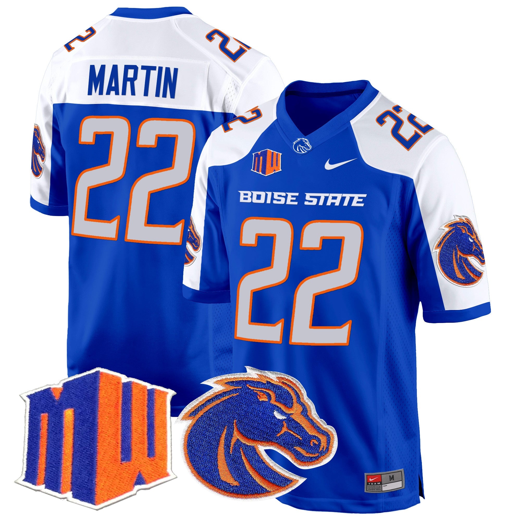 Boise State Broncos 2024 Game Jersey – All Stitched – Royal Alternate – Doug Martin Jersey